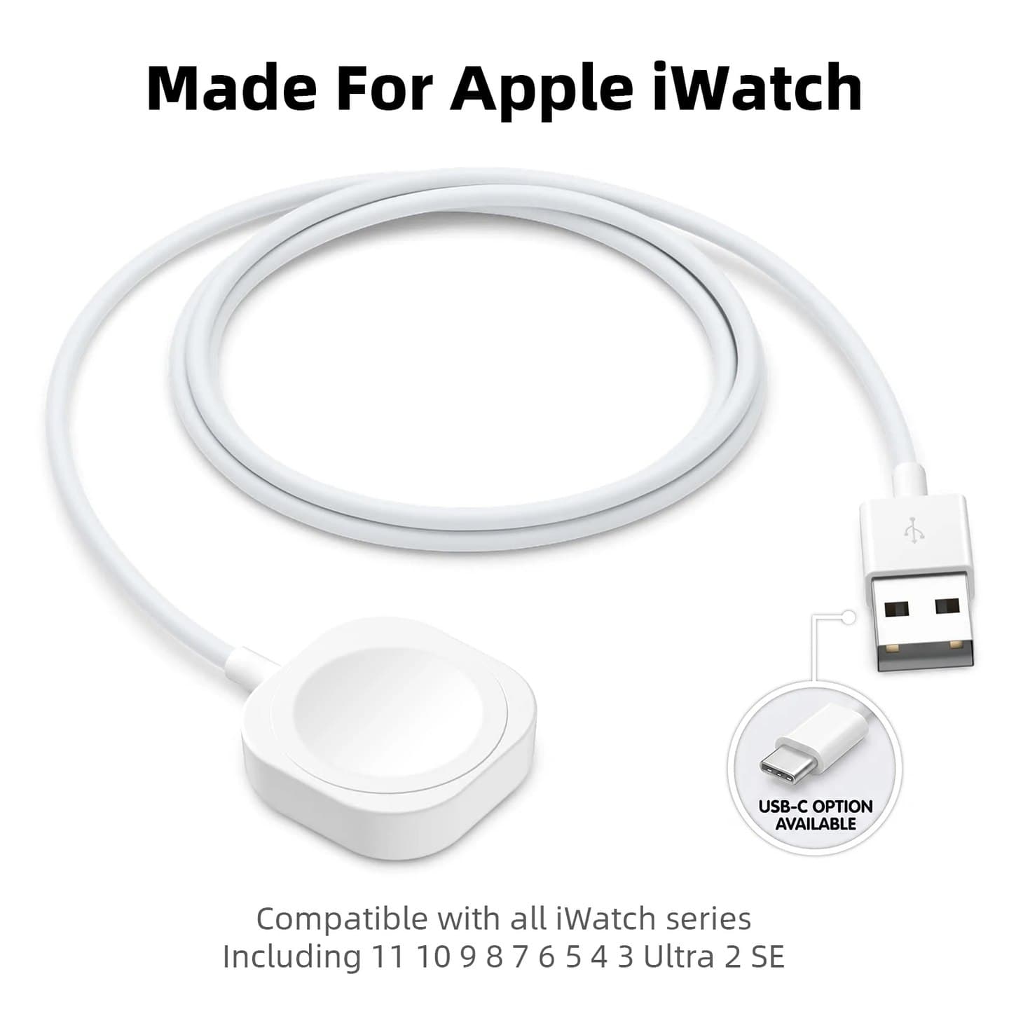 Зарядное устройство для Apple Watch, USB-кабель для быстрой беспроводной зарядки с магнитным креплением для iWatch 11, 10, 9, 8, 7, 6, 5, 4, 3, 2, SE/2, Ultra, портативное зарядное устройство.