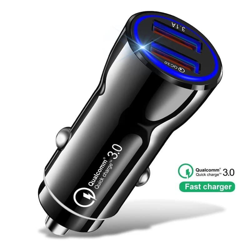 Автомобильное зарядное устройство USB, быстрая зарядка 3.0, устройство для быстрой зарядки с 2 USB-портами, автомобильное зарядное устройство для iPhone, Samsung, автомобильное зарядное устройство для планшетов
