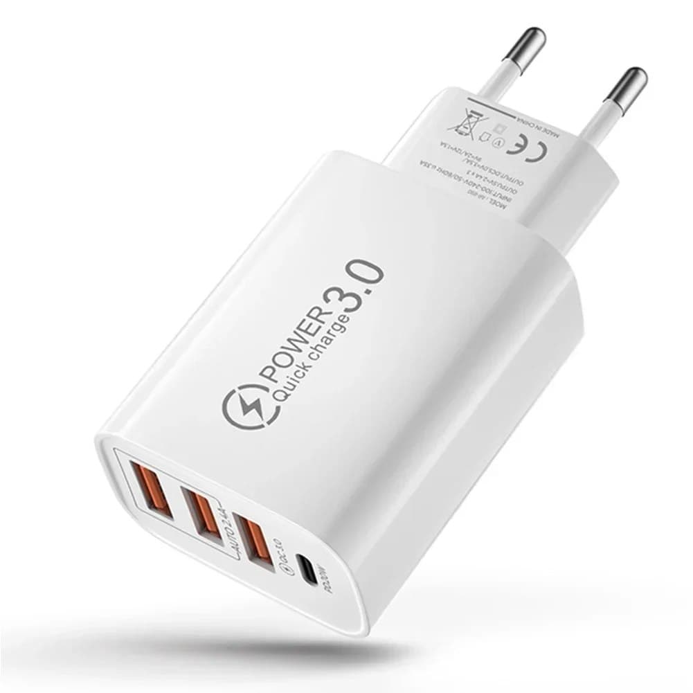 20 Вт PD 4 порта USB 5V4A зарядный адаптер питания зарядное устройство для мобильного телефона QC3.0 зарядка вилка европейского/американского стандарта дорожное зарядное устройство 110 В 220 В