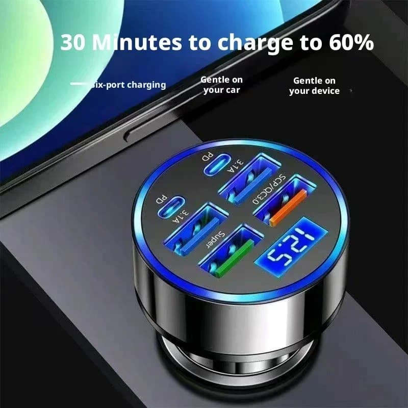 Автомобильное зарядное устройство 350 Вт с поддержкой USB PD QC3.0, USB C, адаптер Type C для быстрой зарядки iPhone, Samsung, Huawei, Xiaomi. ﻿