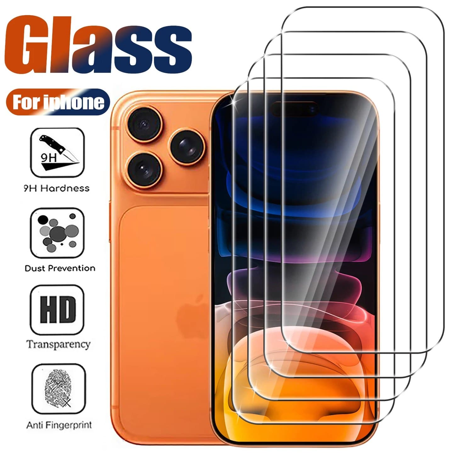 1-4 шт. закаленное стекло для iPhone 17 Pro Max 17 Защитная пленка для экрана воздуха на iPhone 16 15 14 13 12 11 Pro 15 Plus Защитное стекло