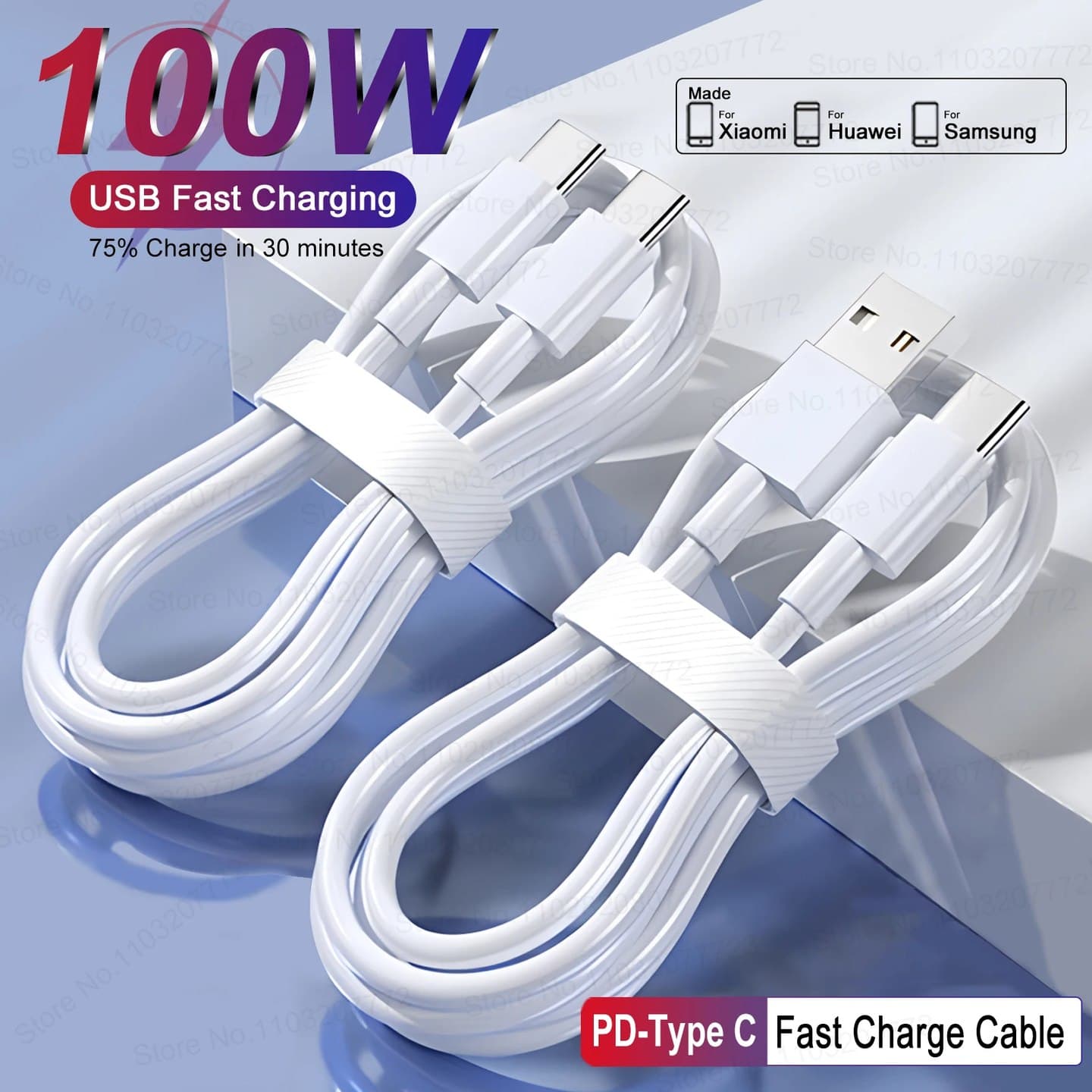 USB-кабель для быстрой зарядки и передачи данных, 100 Вт